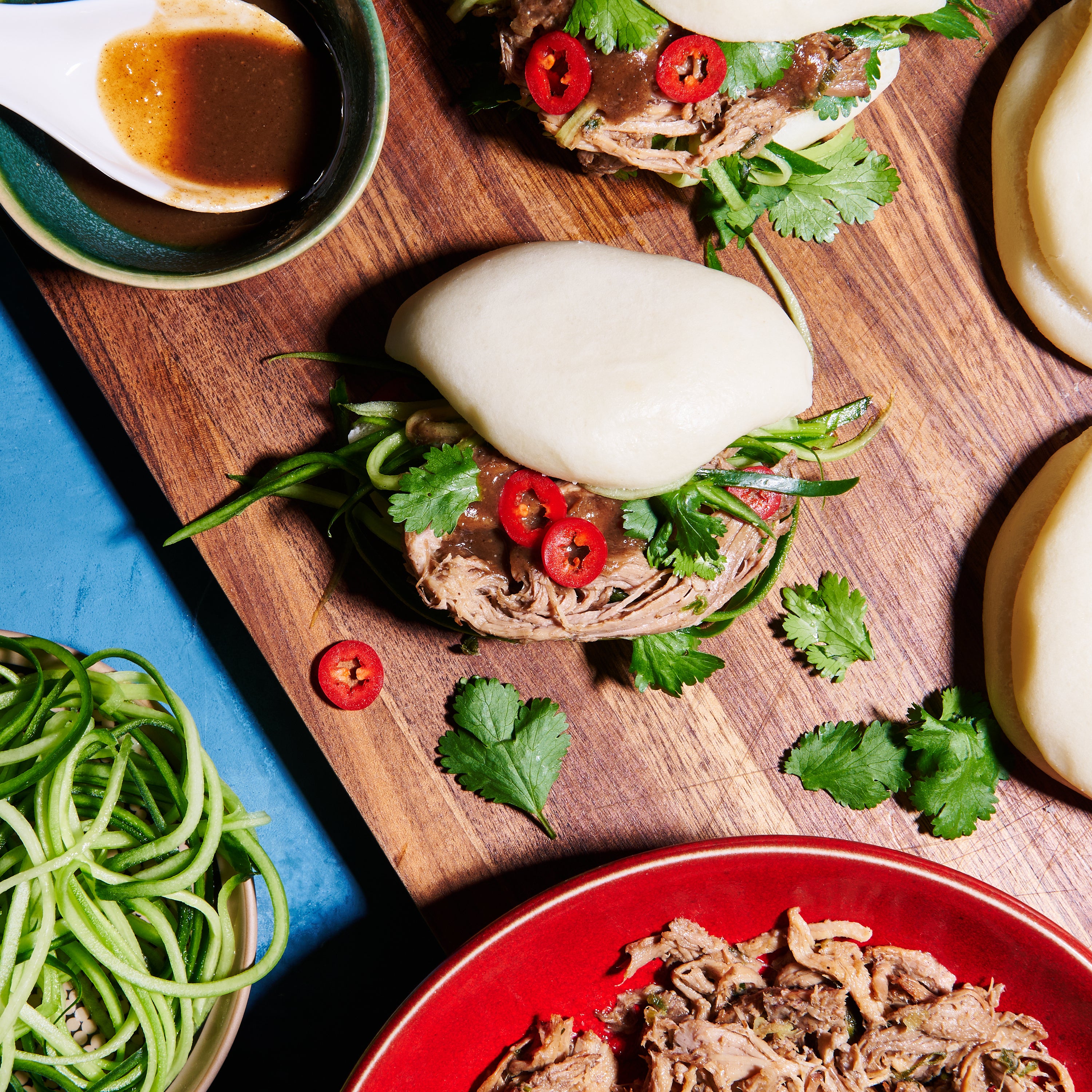 Bao buns with slow-cooked hoisin pork