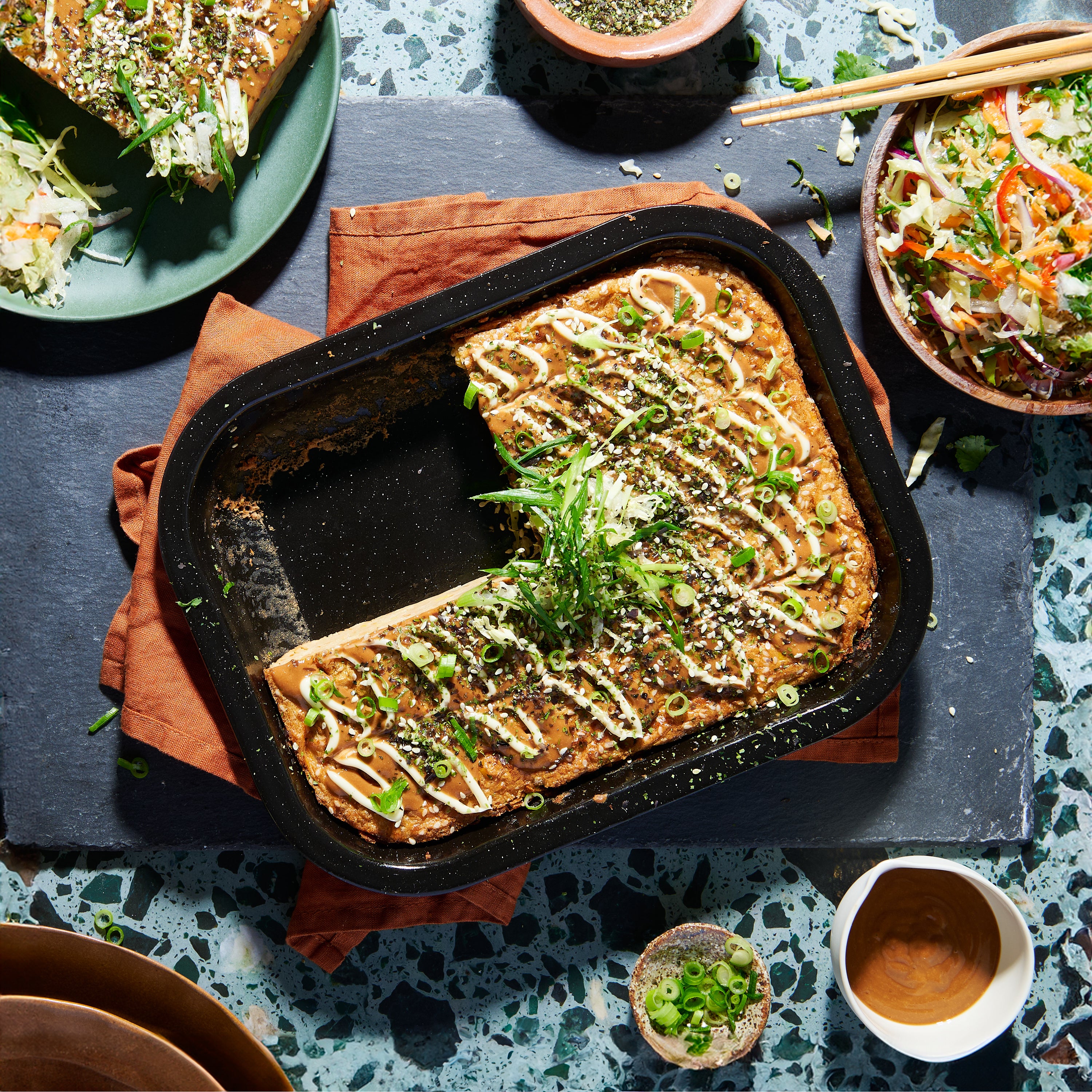 Bake-at-home okonomiyaki with furikake