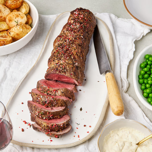 Pink pepper eye fillet with tarragon cream