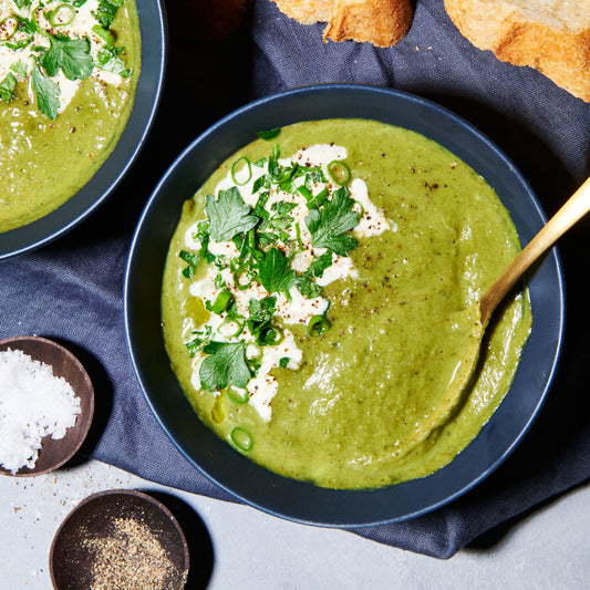 Super green soup with buttermilk and leek