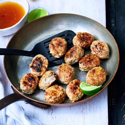 Vietnamese lemongrass pork patties with Nuoc cham